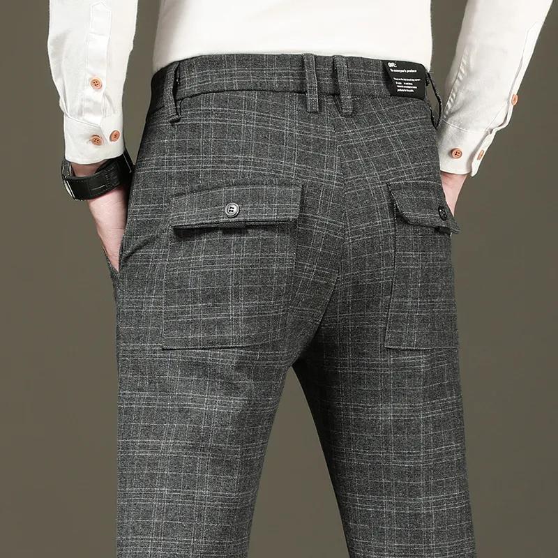 Spring and Summer Plaid Casual Pants Men's Thin Business Straight Loose Pants
