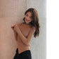 Pofulove Shirt with Irregular Sweater Women's Fashion Slim Long-sleeved Women  Knitted Bottoming