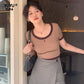 Short-sleeved T-shirt Women's Pure Cotton Round Neck Summer All-match Solid Color Short Women's Top