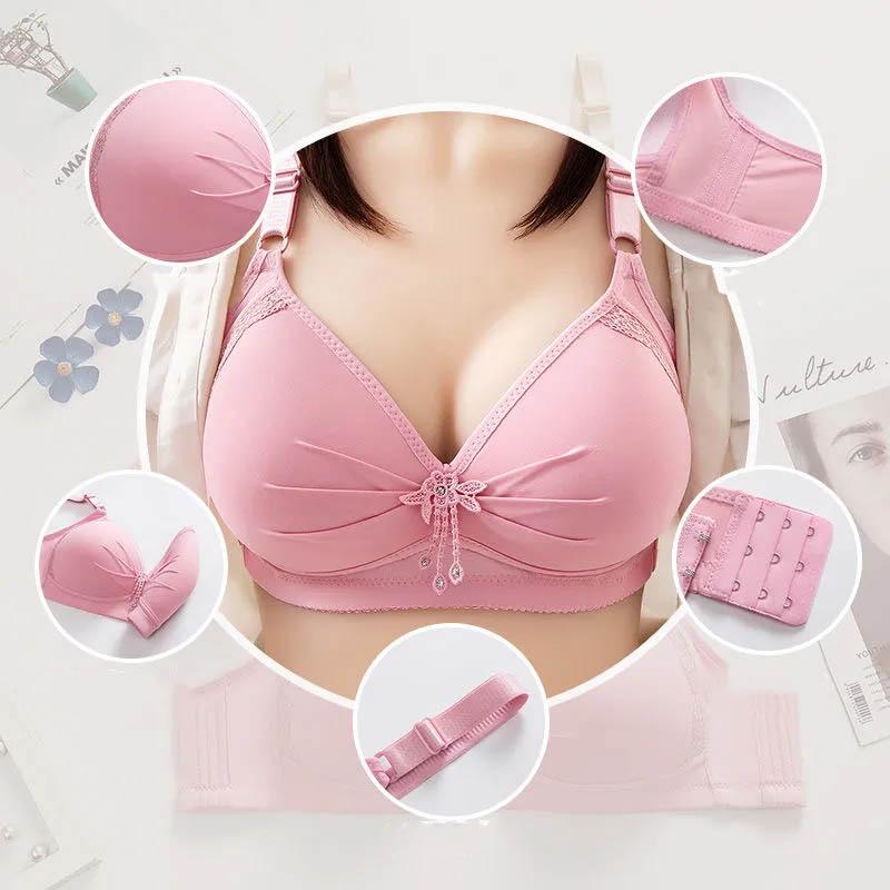 Ladies Gather Up Support No Steel Rings Large Size Thin Anti-sagging Receiving Pair Breasts Anti-Glossing Beautiful Back Ladies Breathable Bra