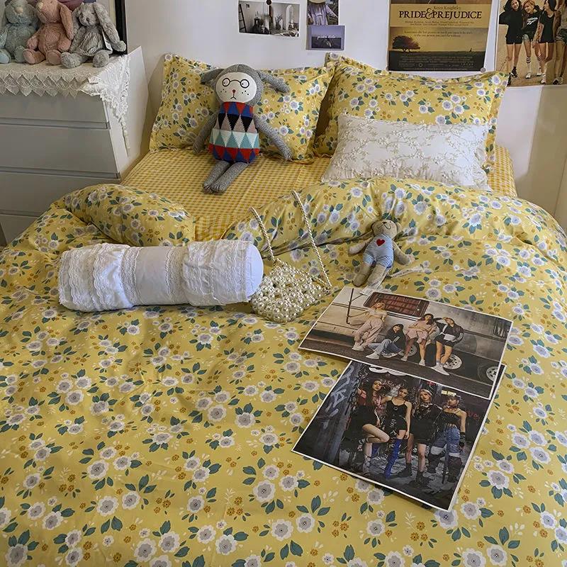 Princess Wind Girl Bedding Four-piece Student Dormitory Pure Cotton Love Quilt Cover Sheet 1.5m 1.8m 2.0m