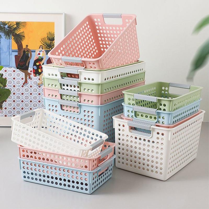 4PCS Desktop Plastic Storage Basket Kitchen Sundries Storage Box Toy Storage Box Home Storage Small Basket Bathroom Toiletries Storage Basket