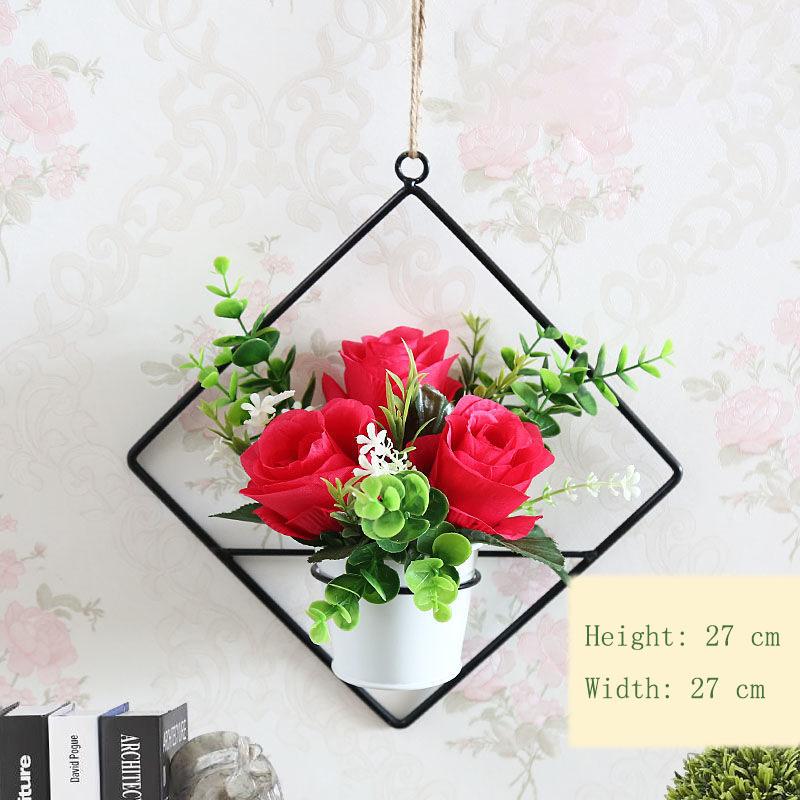 Pendant Simulation Floral Potted Plant Home Hanging Wall Hanging Decoration Artificial Flower Wall Plastic Flower Basket Living Room Wall Decoration