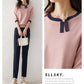 Contrast Color Design Sense Asymmetric Ladies Shirt Sweater Knitted Sweater Ice Silk Three-quarter Sleeve Pullover