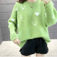 Autumn Winter Warm Loose Cute Sweater Girl Pullover Round Neck Long Sleeved Sweater