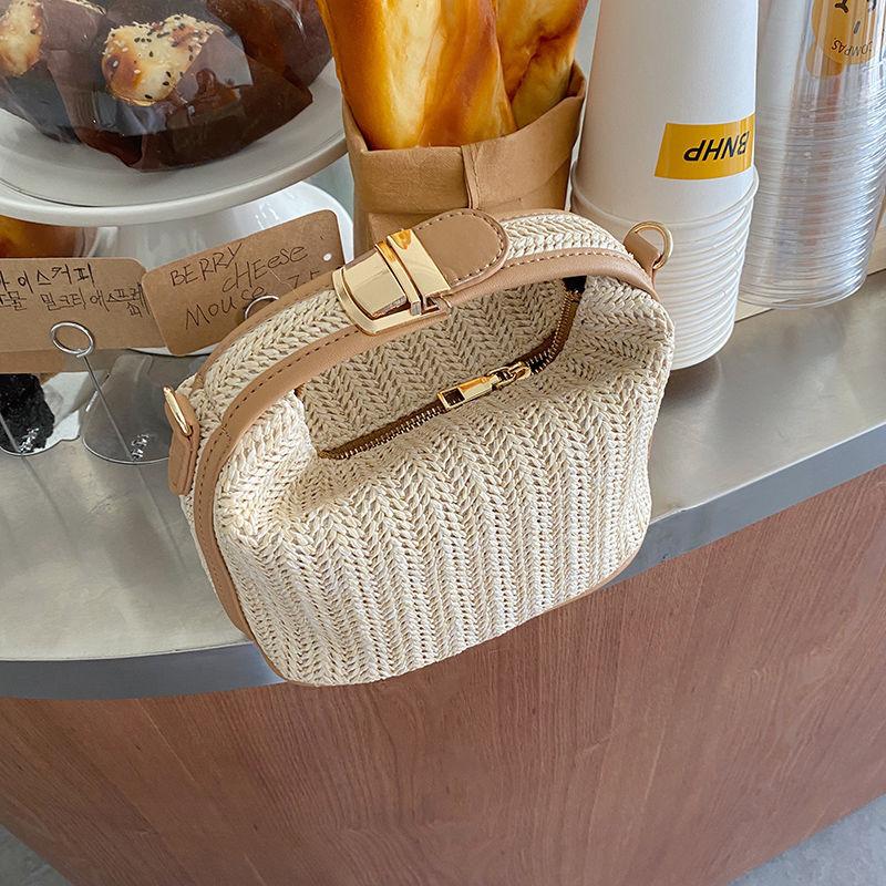 Straw Woven Small Bag Casual Women's Bag Portable Fashion Trend One-shoulder Messenger Bag Chun Summer