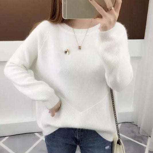 Fall Loose Student Sweater Outer Wear Autumn and Winter Round Neck Knitted Bottoming Shirt