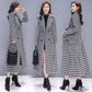 Black and White Plaid Woolen Coat Women's Mid-length Slim Temperament Coat Double-sided