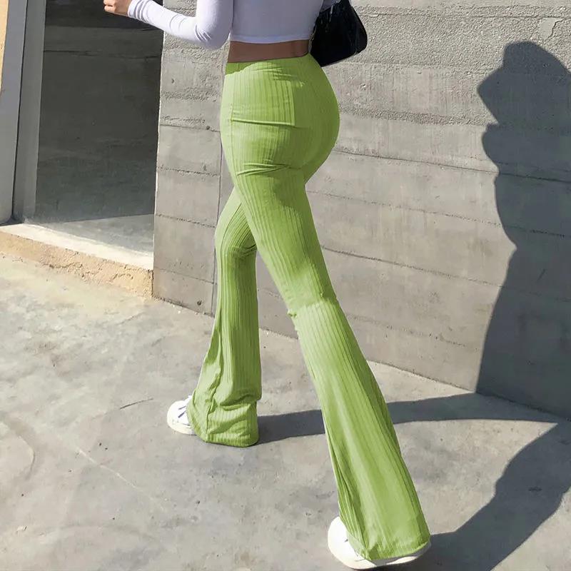 Foundation Solid Color Tight Pit Strip Casual Pants Female Micro-waist Obvious Thin Leg Long Sports Trousers