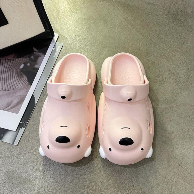 Cute Cartoon Bear Couple Baotou Cave Shoes Women Wear Summer Sandals Fashion All-match Thick Bottom Non-slip Sandals and Slippers