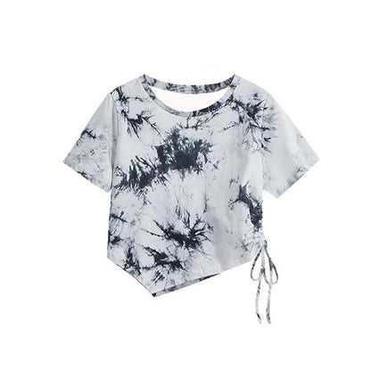 Short-sleeved T-shirt Women's Irregular Short Top Summer Dress Plus Size Women's Fit T-shirt