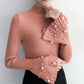 Flared Sleeves Pullover Sweater Women Autumn and Winter Slim Beaded Sweater All-match Bottoming Shirt