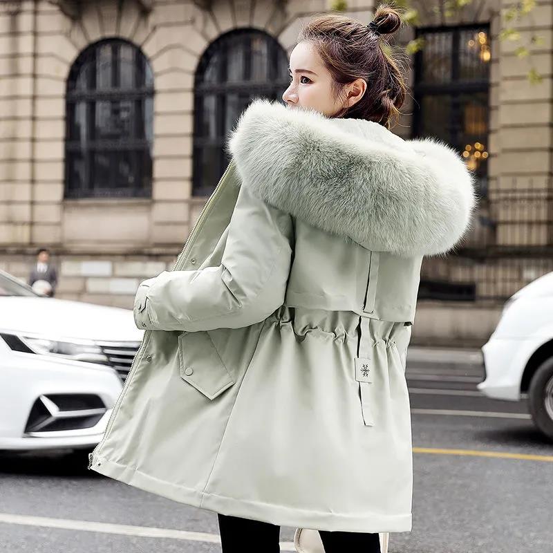 Plus Velvet Thicker Pie To Overcome The 2021 New Down Padded Jacket Women's Mid-length Winter Korean Version of The Loose Large Fur Collar Jacket