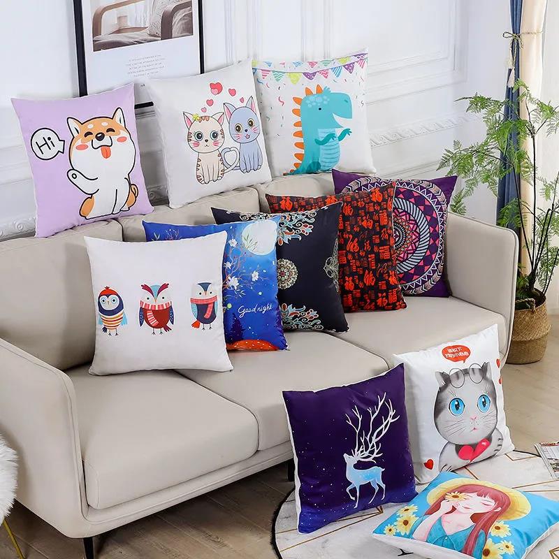 Sunflower Girl Printed Pillow Car Waist Pillow Home Sofa Pillow Soft Relaxation Artifact