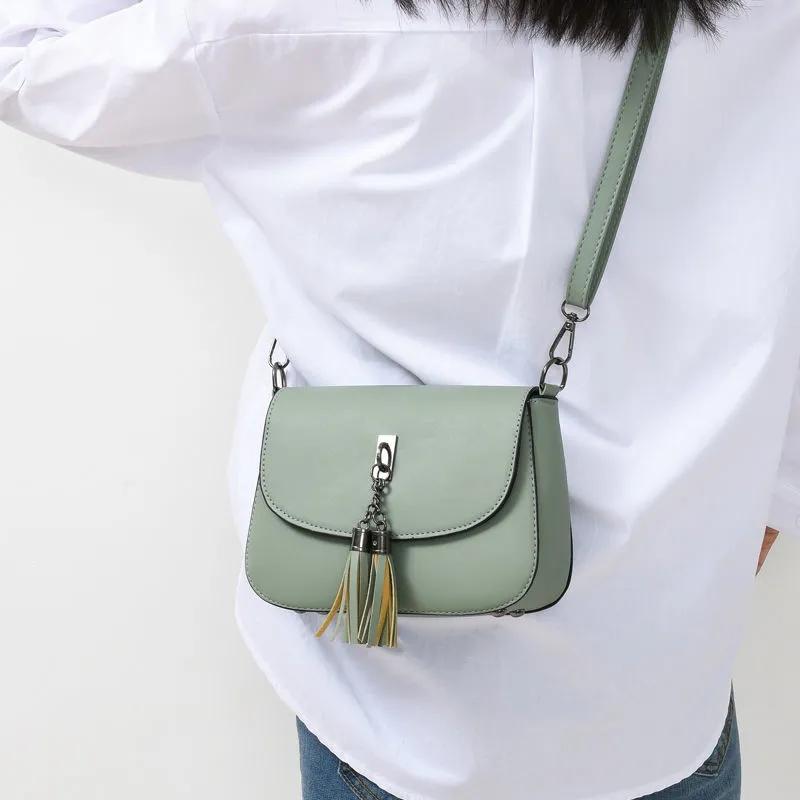 Women's Small Bag Messenger Bag Tassel Shoulder Bag Soft Leather Small Square Bag Handbag Purse