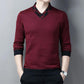 Men's Autumn and Winter V-neck Sweatshirts Thickened Knit Sweater Pullover Warm Bottoming Sweater for Men