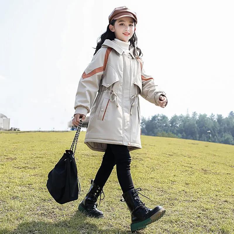 Girls' Winter Wear Faction Overcomes Warm and Windproof Cotton Coat Autumn and Winter Clothing Plus Velvet Padded Coat