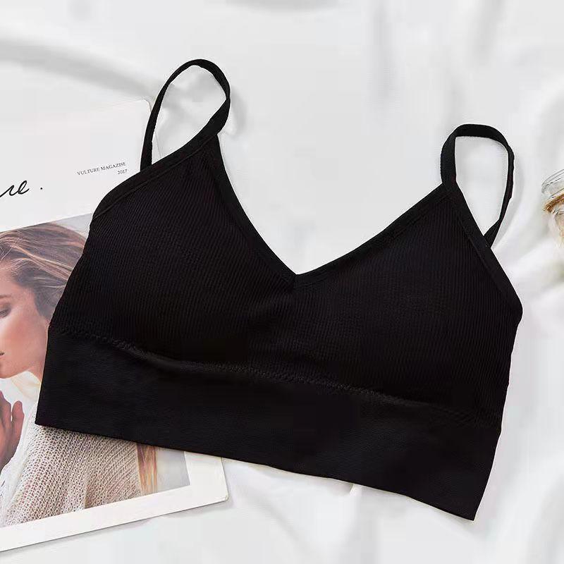 Simple Solid Color Suspender Inside Underwear Cross Style Beautiful Back No Steel Ring Thread Bra Bottomed Vest Bra