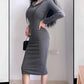 Feminine Slim Stretch Dress Sports and Leisure Show The Figure Sexy European and American Hooded Mid-length Bag Hip Dress