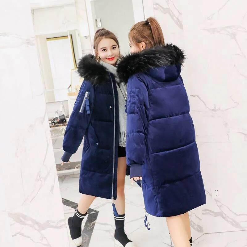 Gold Velvet Cotton-padded Jacket Women's Mid-length Student Winter Jacket Down Cotton-padded Jacket Women