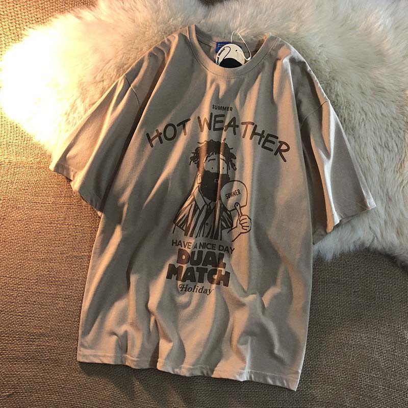 Pure Cotton Short-sleeved Men's Loose All-match Blouse Summer Couple T-shirt