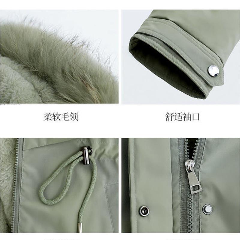 Pai Overcome The Padded Coat Women's Mid-length Plus Size Thick Warmth-keeping Slim-fitting Cotton-padded Jacket Plus Velvet Windshield Cotton Jacket