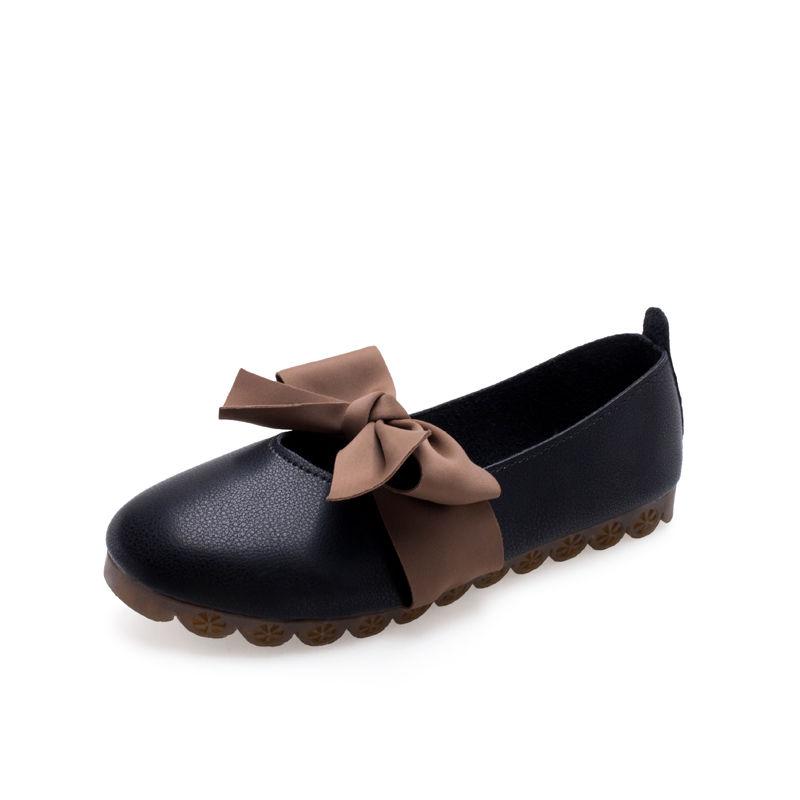 Loafers Flat Round Toe Single Shoes Women Shallow Mouth Flat-heeled Soft-soled Peas Shoes Sweet Bow Work Shoes Comfortable and Light