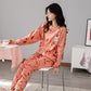 Women Cotton Pajamas Set Cartoon Cute Female Pyjamas Suit Long Sleeve Sleepwear Tops and Pants Sets Home Wear Casual Loose Pullover Nightwear