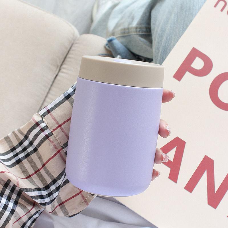 Cute Thermos Cup Girls Super Cute Frosted Large Diameter Stainless Steel Water Cup Student Simple and Chunky Korean Version of The Big Belly Cup