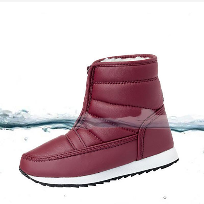 Women's Snow Boots Short Tube Non-slip Cotton Shoes Waterproof and Velvet Warm Flat Bottom