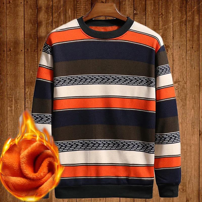 WTEMPO Thermal Pullover Cashmere Padded Shirt Round Neck Shirt Soft and Comfortable Pullover for Men