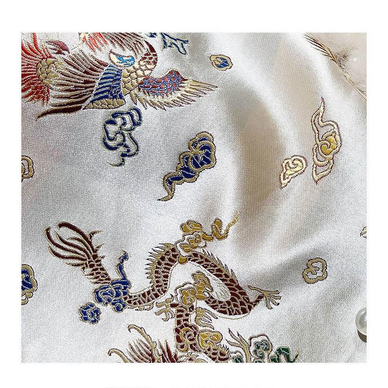 Fox Fur Coat Female Chinese Style Palace Satin Mid-length Beaded Tang Suit Cloak