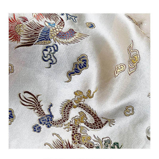 Fox Fur Coat Female Chinese Style Palace Satin Mid-length Beaded Tang Suit Cloak