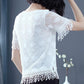 Summer Women's Loose Lace Round Neck Short Sleeve Large Size All-match Top
