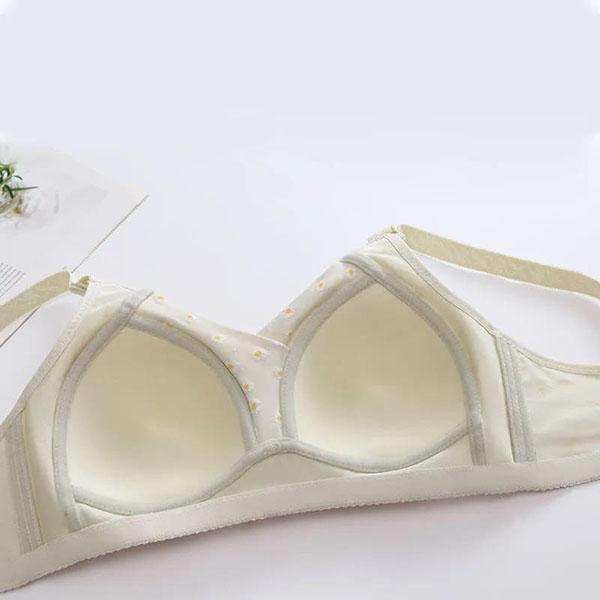 Full Cup Adjustable Underwear Plus Size Ladies Underwear Women's Comfort Bra Breathable Thin Daisy Print Bra