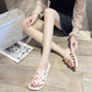 Slippers Women's Summer Wear Outdoor Fashion Flat Bottom Flower One Word Sandals Ladies Sweet and Comfortable Sandals