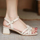 Summer Fairy Style with Skirt, Medium Heel, Thick Heel and Gentle Summer High-heeled Fashion Women's Shoes