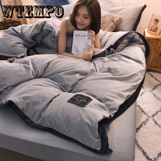 Cartoon Sanding Velvet Coral Fleece Boy Girl Four-piece Home Textile Christmas Gifts