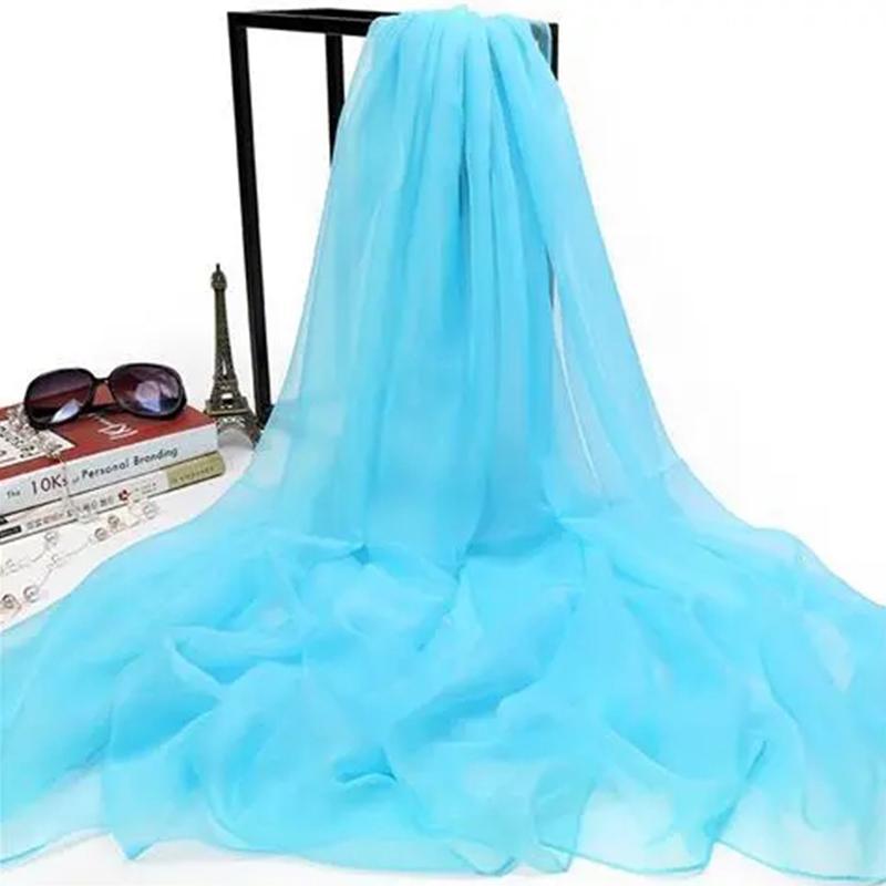 Pure Color Ice Silk Scarf Female Air Conditioning Shawl Warm Scarf Ladies Silk Scarf Thin Section Mother Decoration Sunscreen Long Beach Towel