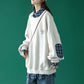 Cotton Spring and Autumn Clothes Fake Two-piece Sweater for Boys and Girls Loose Plaid Shirt Stitching on Clothes