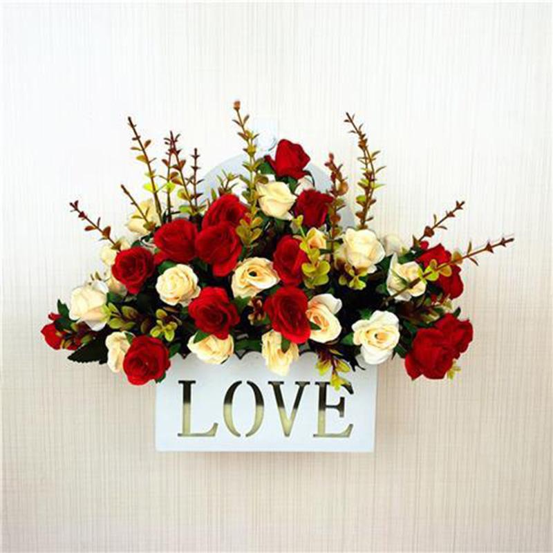 Artificial Flower Artificial Flower Set Hanging Basket Hanging Basket Rose Silk Flower Dining Table Plastic Flower Living Room Interior Decoration