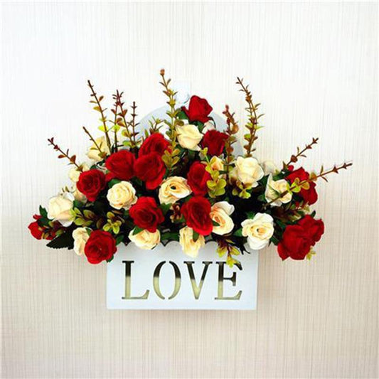 Artificial Flower Artificial Flower Set Hanging Basket Hanging Basket Rose Silk Flower Dining Table Plastic Flower Living Room Interior Decoration