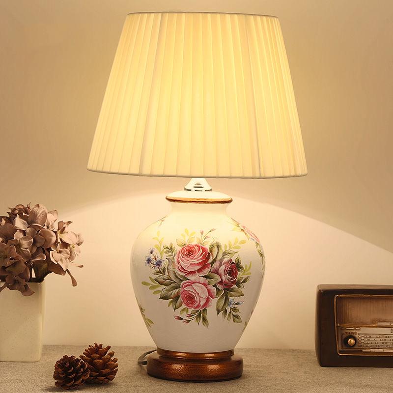 Table Lamp American Style for Living Room Ceramic Lamp Bedroom Bedside Lamp Decorated Led Lamps