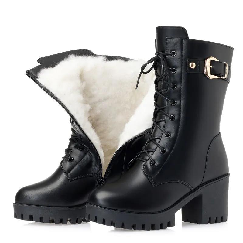 Cotton Warm Martin Boots Women Winter Plus Velvet Mid-tube Short Boots with Thick High-heeled Cotton Shoes