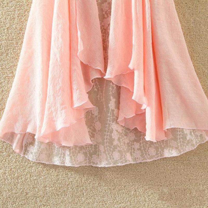 Women's Cotton and Linen Lace Sun Protection Thin Cardigan Beach Mid-length Plus Size Shawl Loose Top