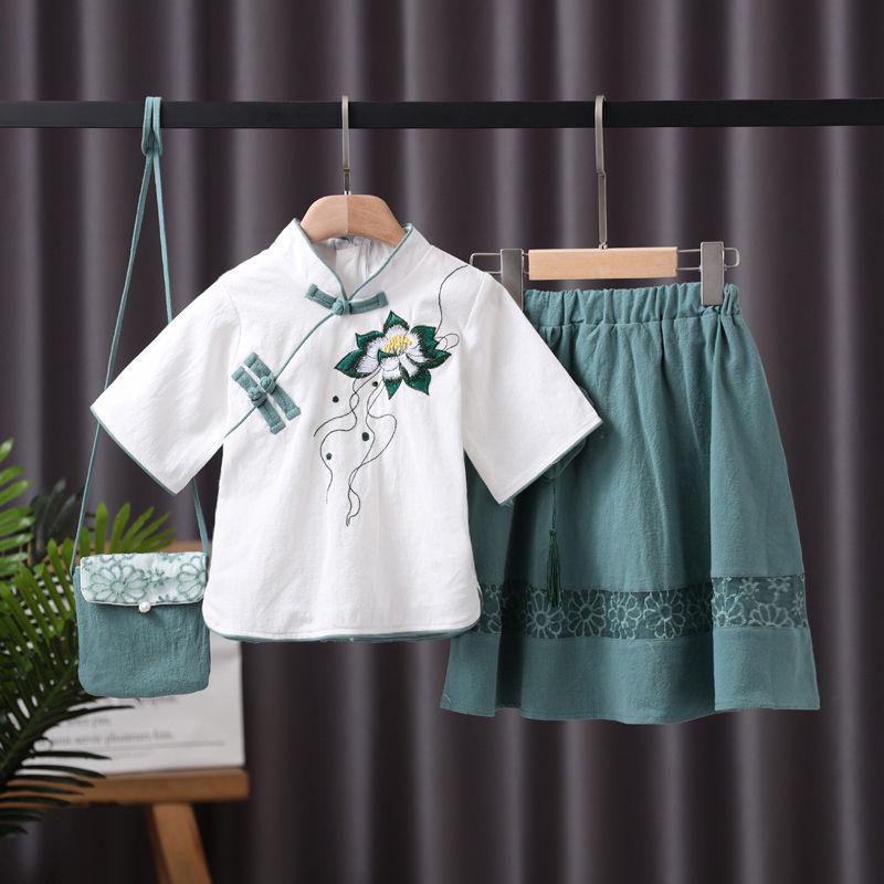 Girl's Hanfu Suit Summer Chinese Style Ancient Costume Children's Super Fairy Skir Improved Tang Suit Chinese Elements Clothes