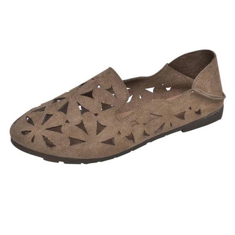 Loafers Women's One-pedal Breathable Flat-soled Single Shoes Two-wear Hollow All-match Soft-soled Casual Shoes Comfortable and Lightweight