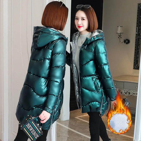 WTEMPO Women's Cotton-padded Jacket Mid-length Winter Loose Colorful Hooded Down Jacket