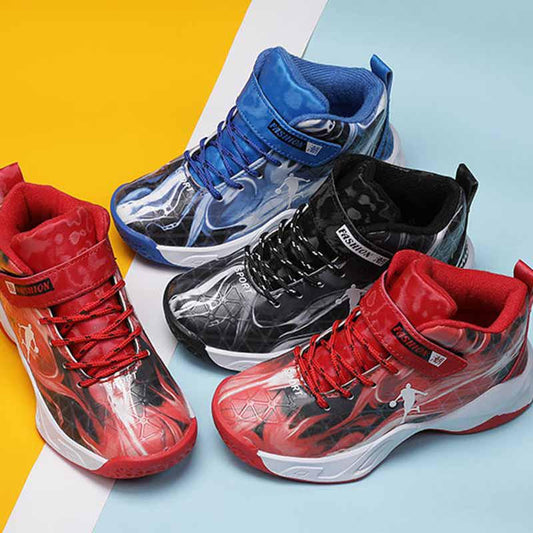 Size 31-39 Child High-top Sneakers Kids Mesh Breathable Basketball Shoes Shockproof Running Shoes Wear-resistant Deodorant Baby Shoes