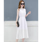 Womens Dress Summer Solid Color Pleated Chiffon Sleeveless Elasticated Belted Party Dress Womens